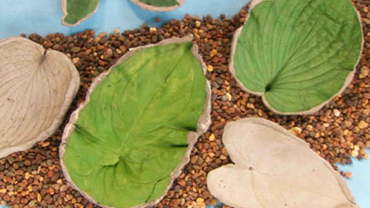 Wine leaf cast from concrete