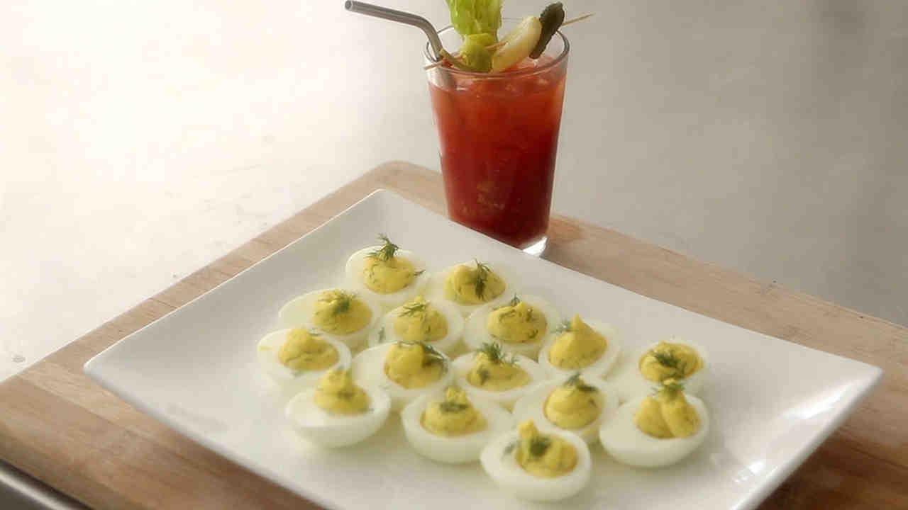 Dilled Deviled Eggs And Spice And Salt Bloody Mary Recipe Martha Stewart