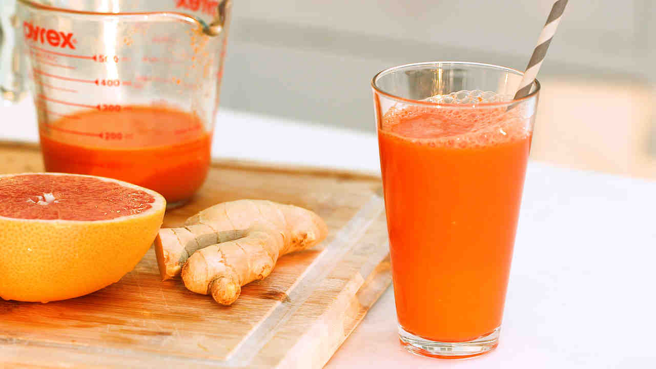 Carrot Juice Recipe - A Glass Carrot Pineapple Juice (with Ginger Carrot-Pi...