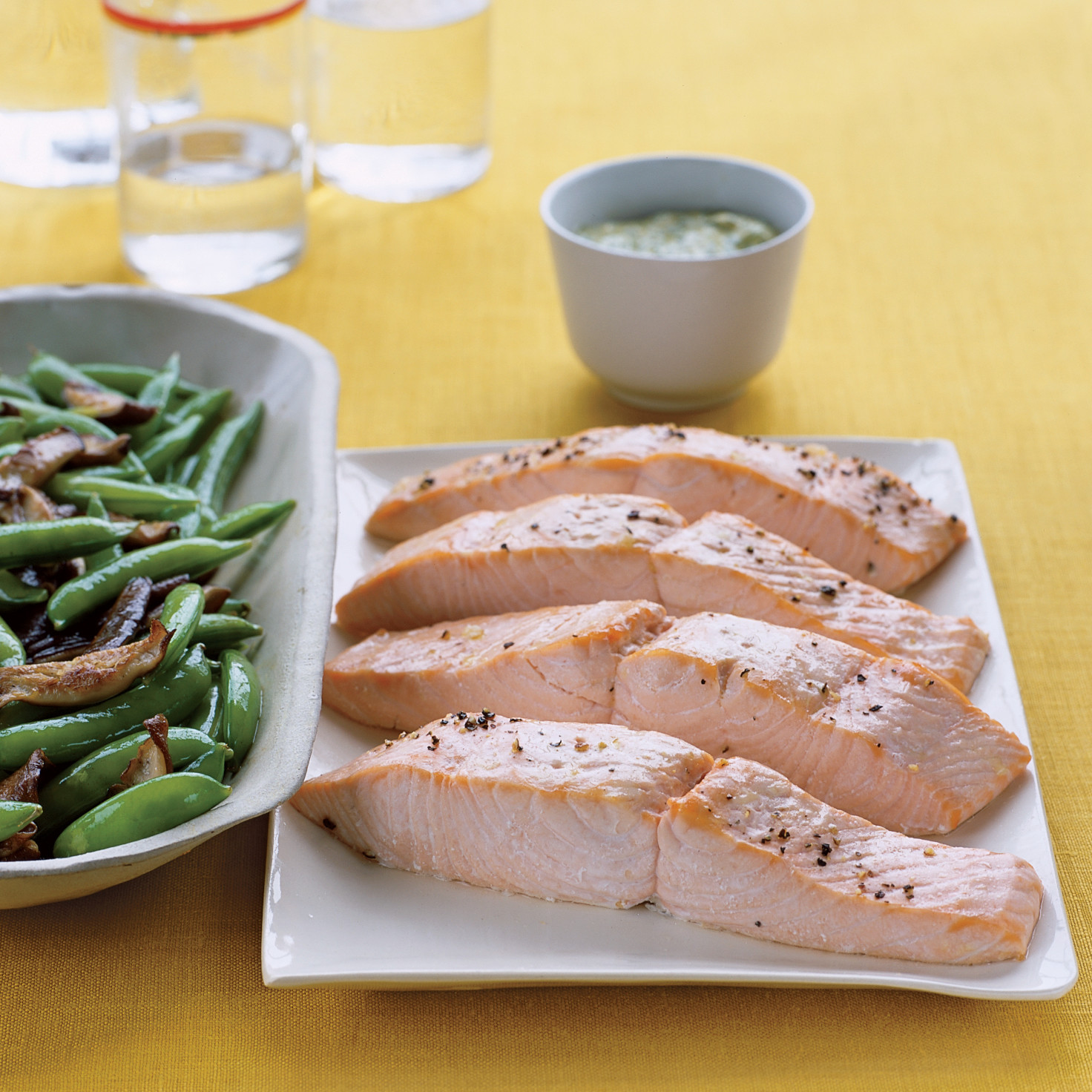 Salmon with Herbed Mustard Sauce