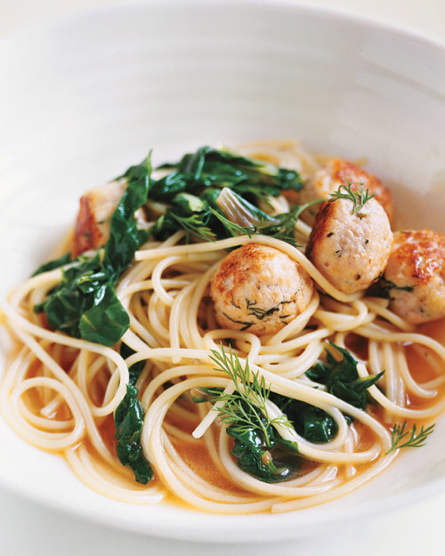 Jerusalem Artichoke Spaghetti with Turkey Meatballs Recipe Martha Stewart