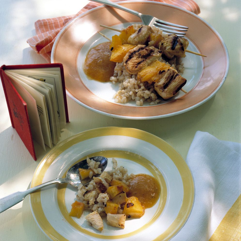 Grilled Chicken and Peach Kabobs Recipe Martha Stewart