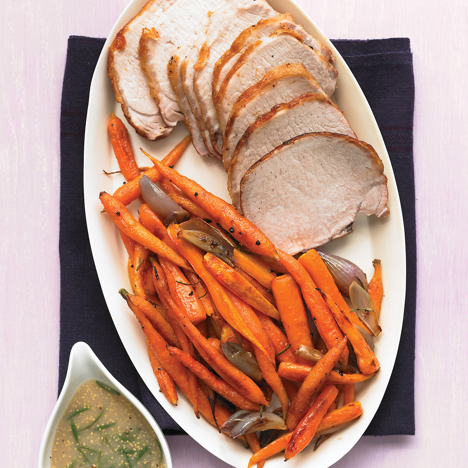 Roast Pork Loin with Carrots and Mustard Gravy Recipe Martha Stewart