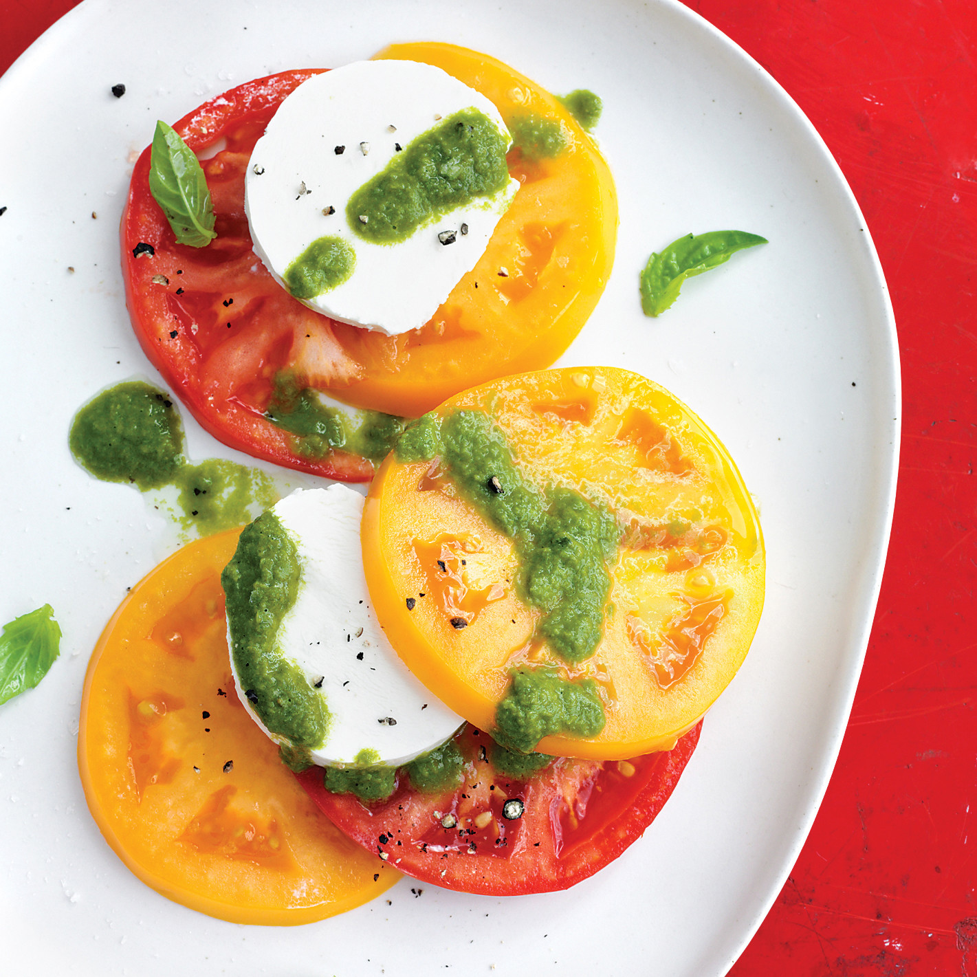 Tomato and GoatCheese Salad with Basil Vinaigrette Recipe Martha Stewart