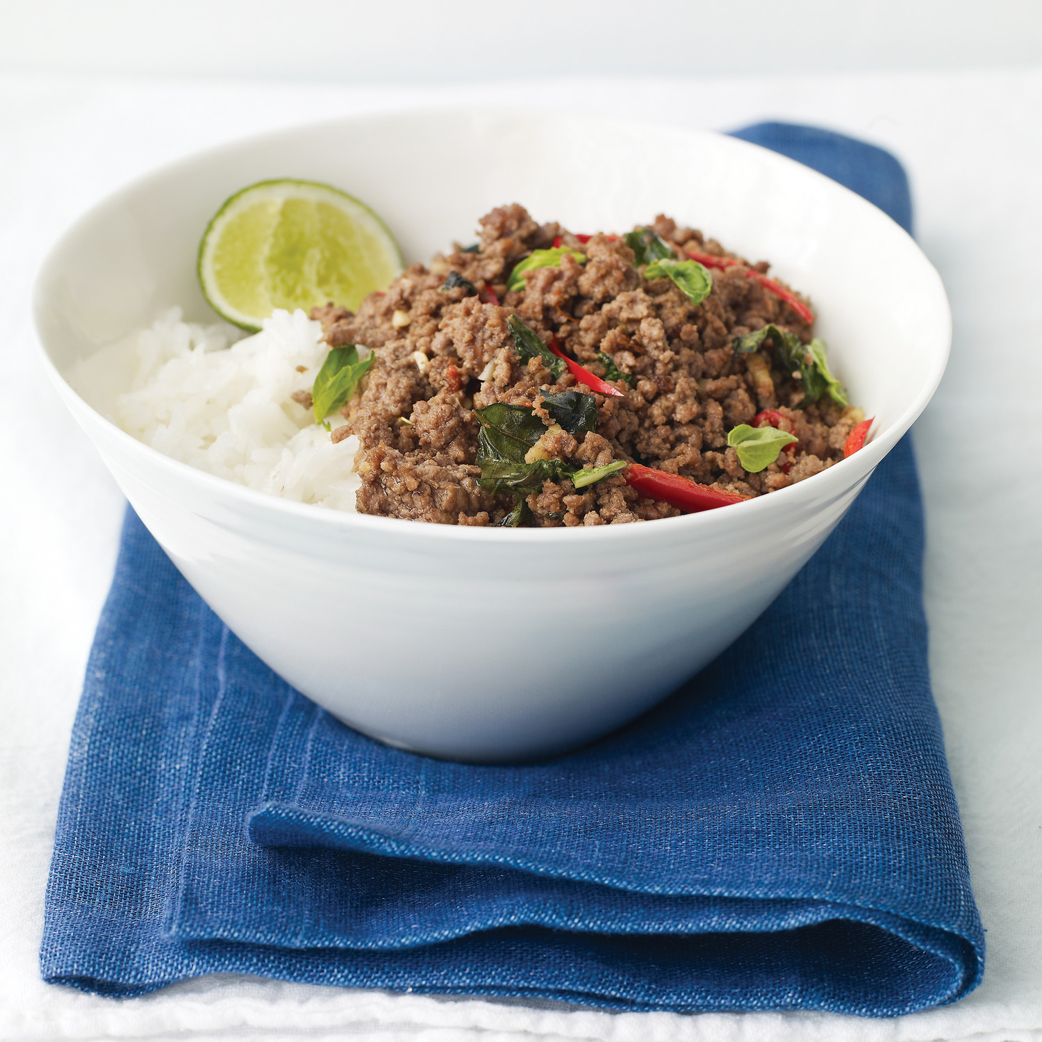 Thai Beef with Chiles and Basil Over Coconut Rice