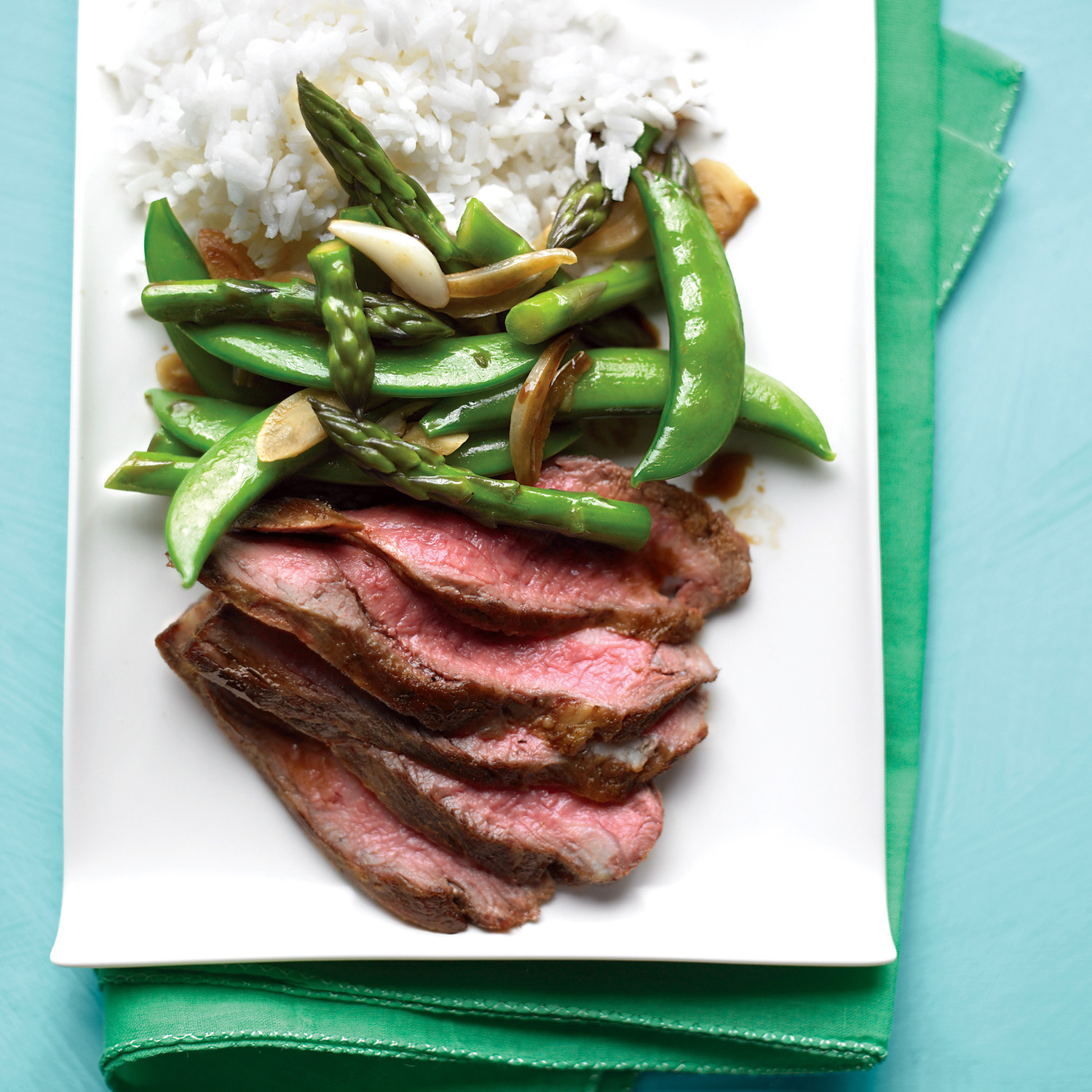 Flank Steak with SnapPea and Asparagus StirFry