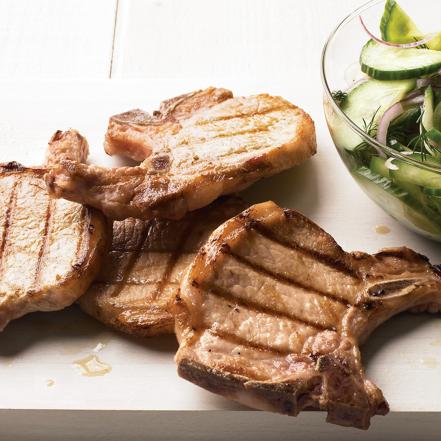 Grilled Pork Chops with CucumberDill Salad