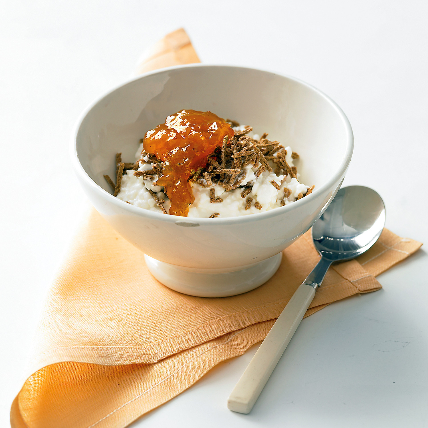 Cottage Cheese with Apricot Jam and Bran Cereal Recipe Martha Stewart