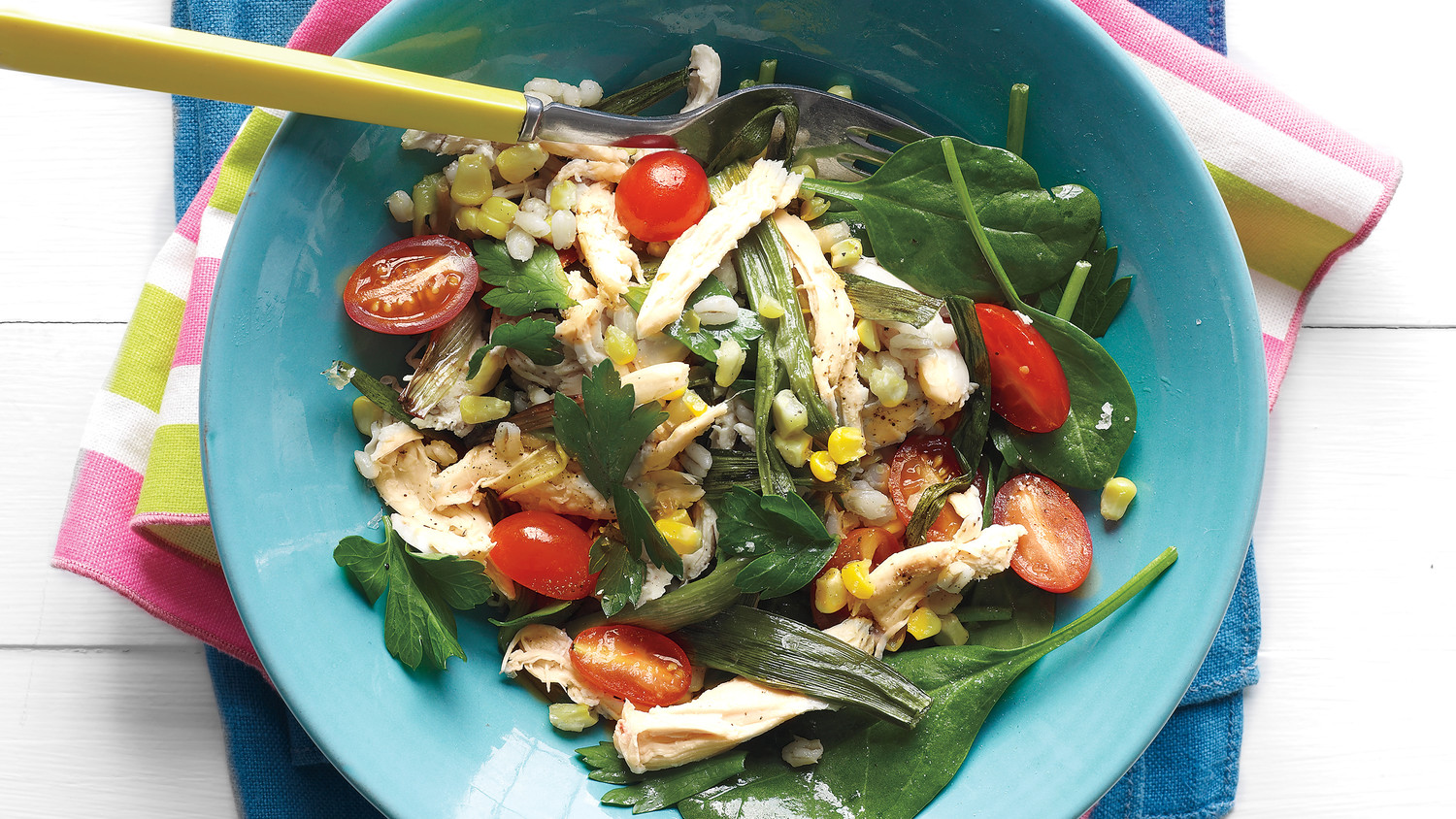 Barley Salad with Chicken and Corn Recipe & Video | Martha Stewart