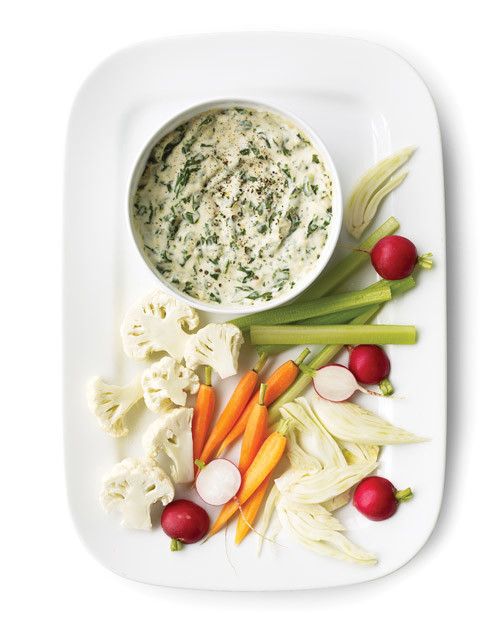 Warm SpinachWhite Bean Dip with Crudites Recipe Martha Stewart