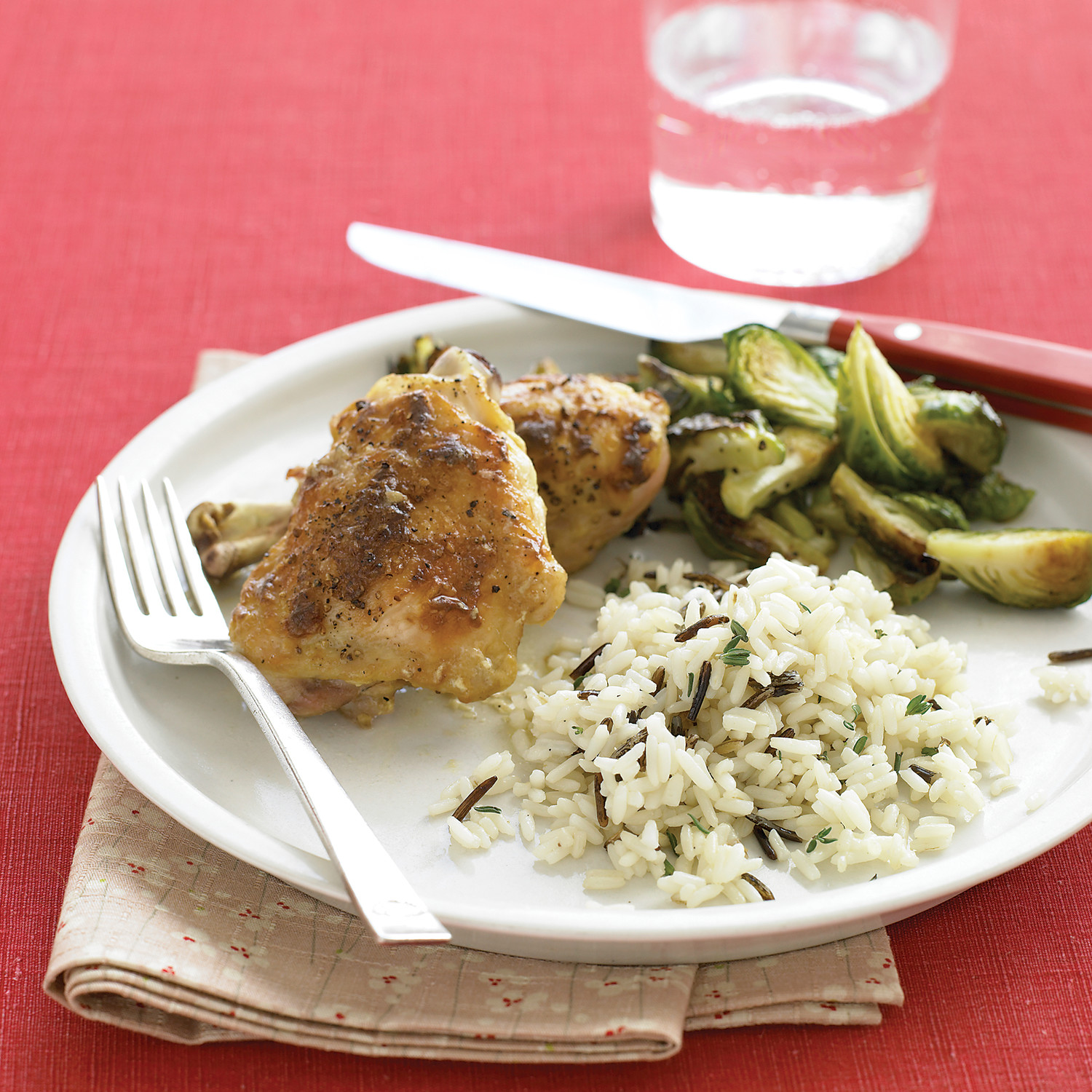 Mustard Chicken with Wild Rice and Brussels Sprouts