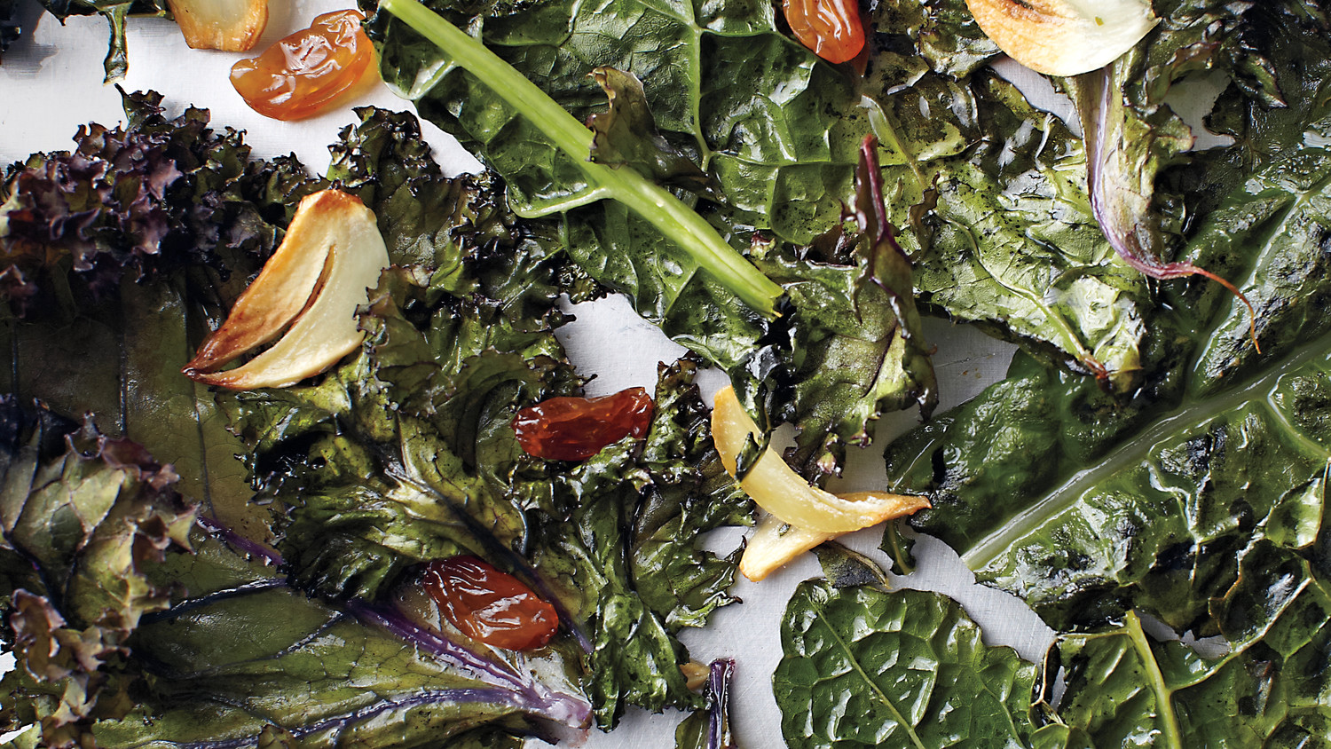 Roasted Kale, Golden Raisins, And Garlic Recipe | Martha Stewart