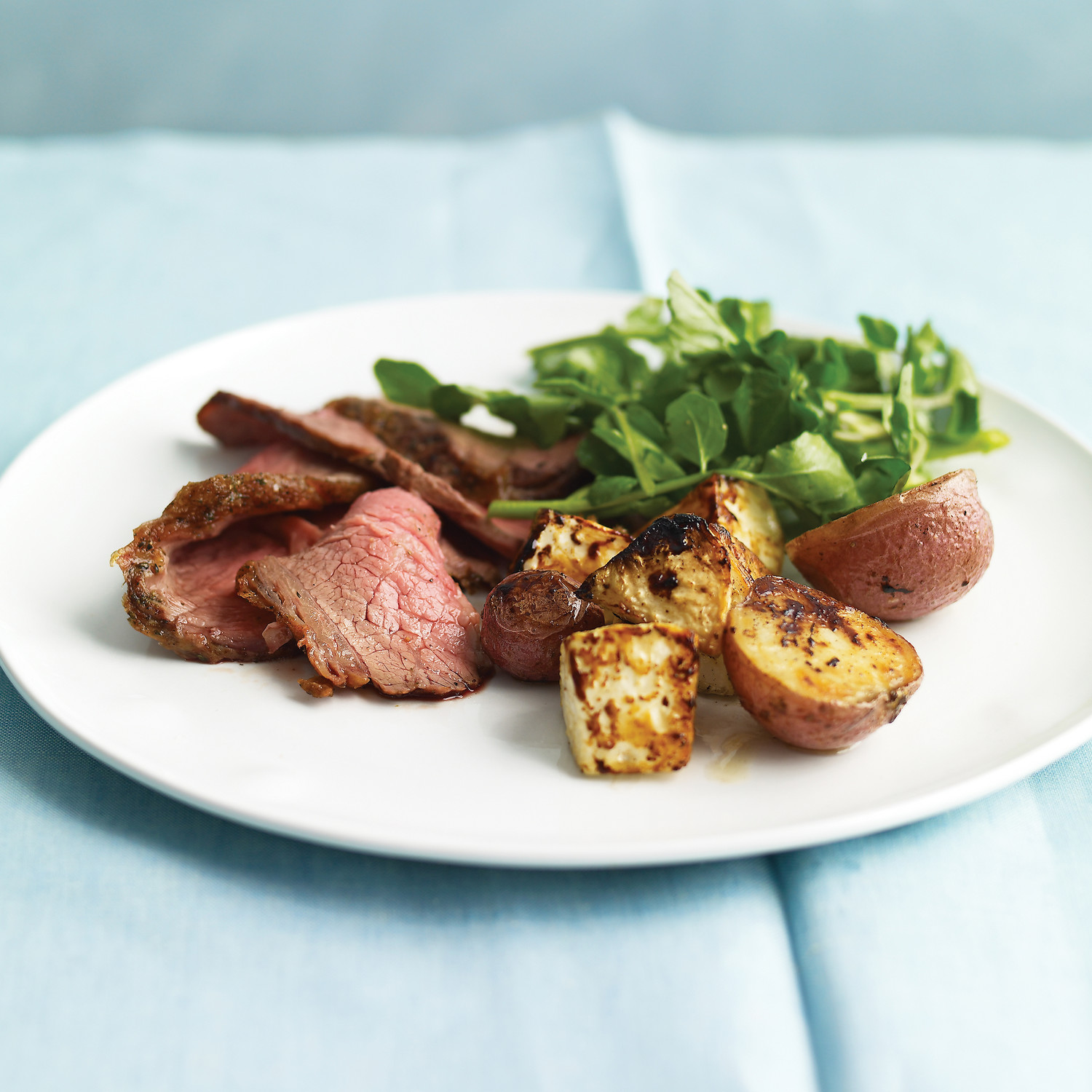 Roast Beef and Celery Root with Watercress Salad