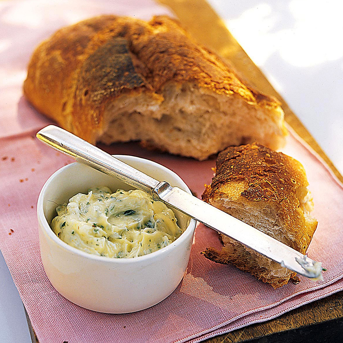 Warm Bread with GarlicHerb Butter Recipe Martha Stewart