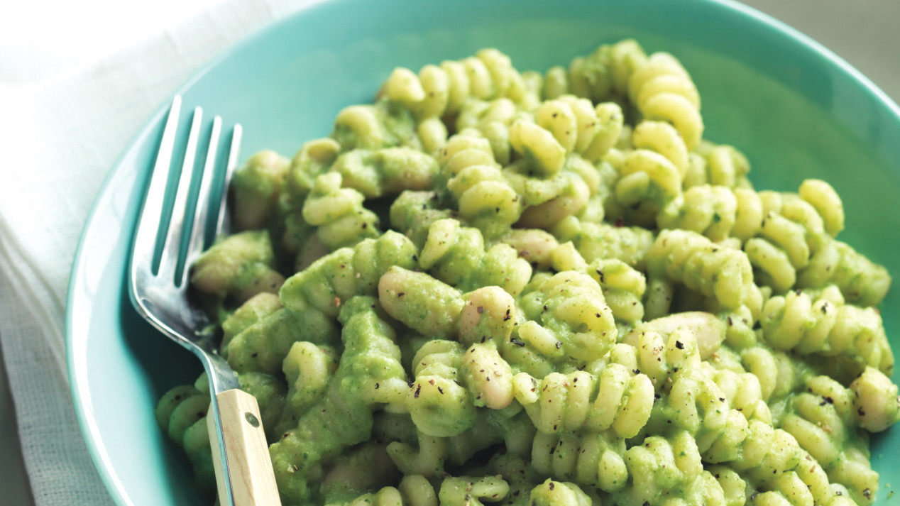 Pasta and White Beans with Broccoli Pesto