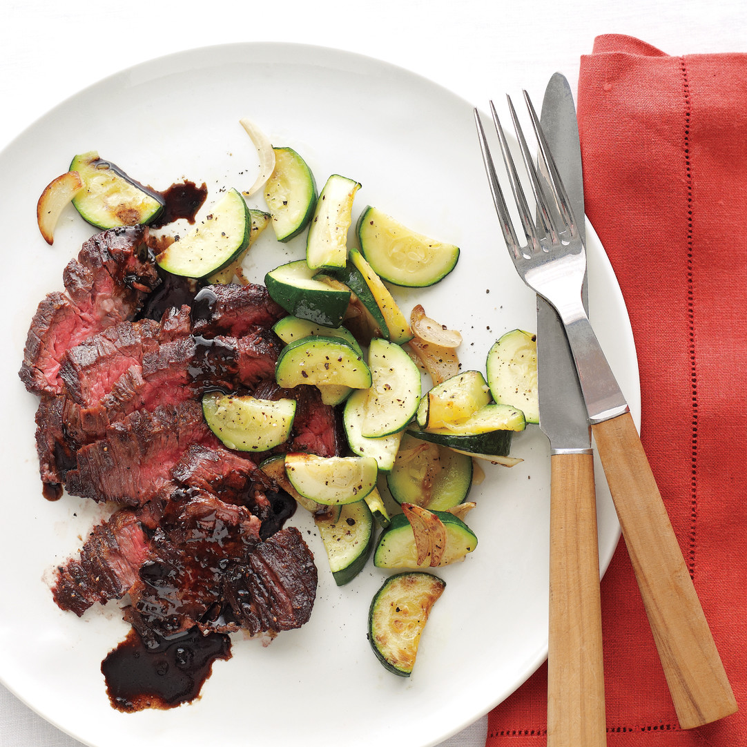 Balsamic Steak with Garlic Zucchini Recipe Martha Stewart
