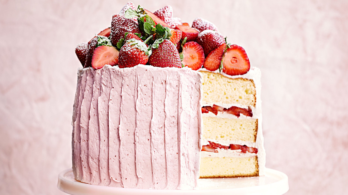 Vanilla Sponge Cake with Strawberry-Meringue Buttercream