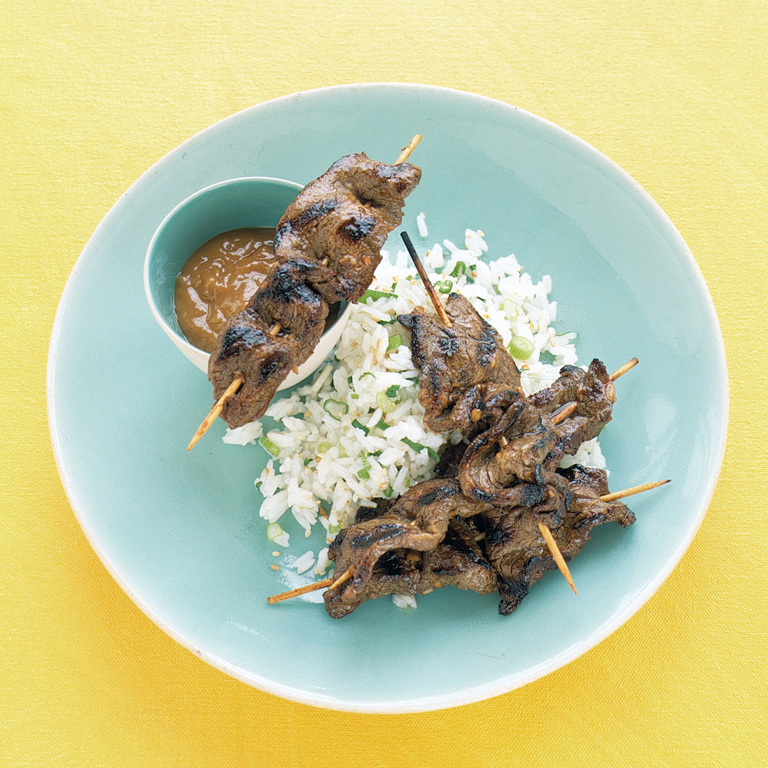 Beef Skewers with Peanut Dipping Sauce