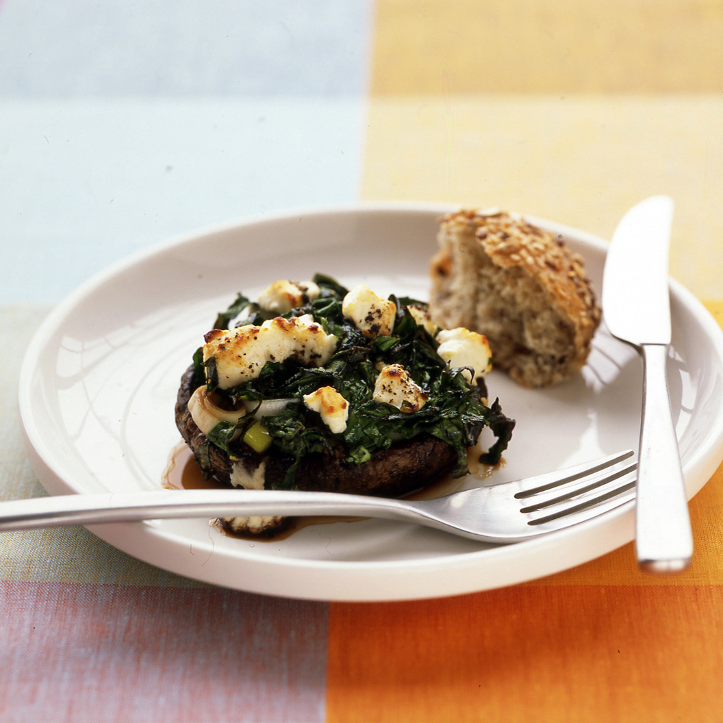 Portobellos with Leeks and Spinach