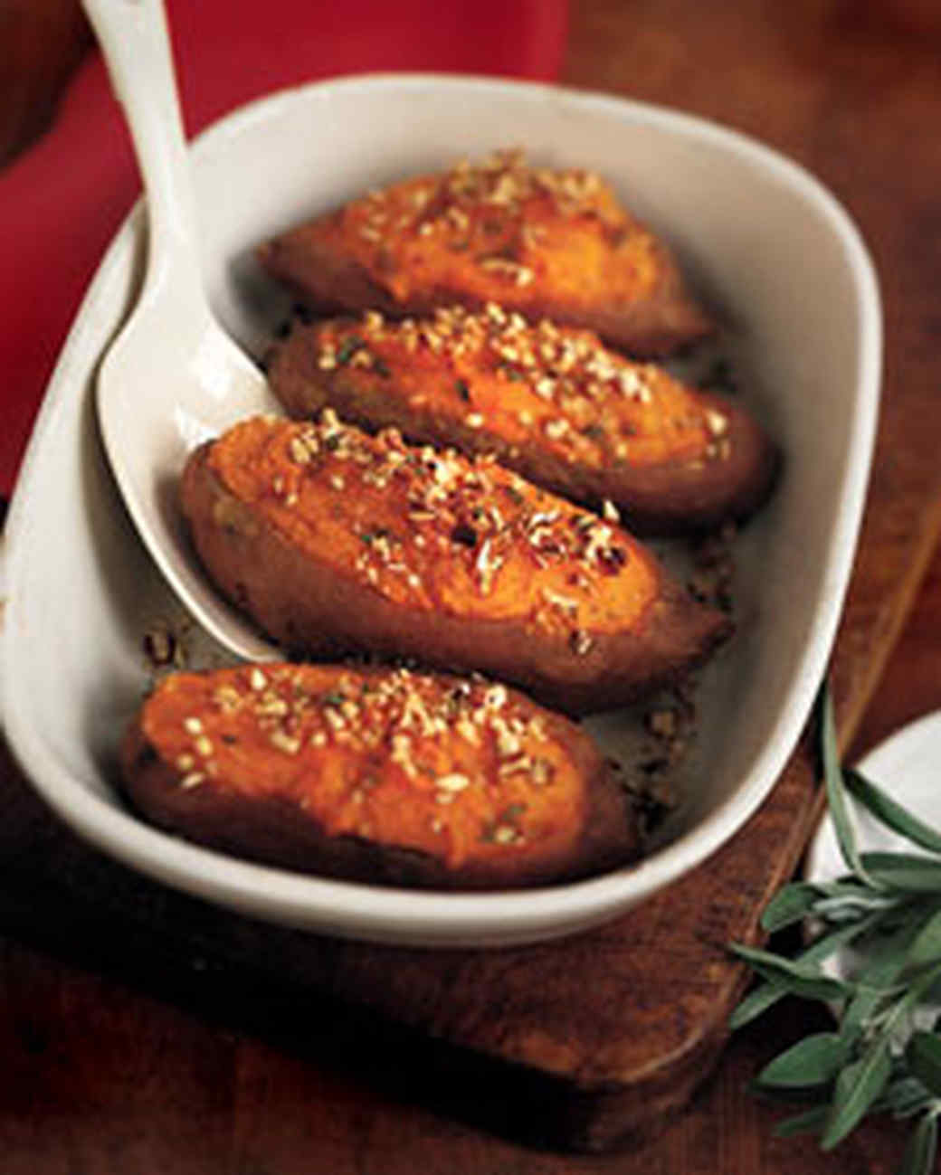Twice Baked Sweet Potatoes with Sage and Pecans Recipe | Martha Stewart