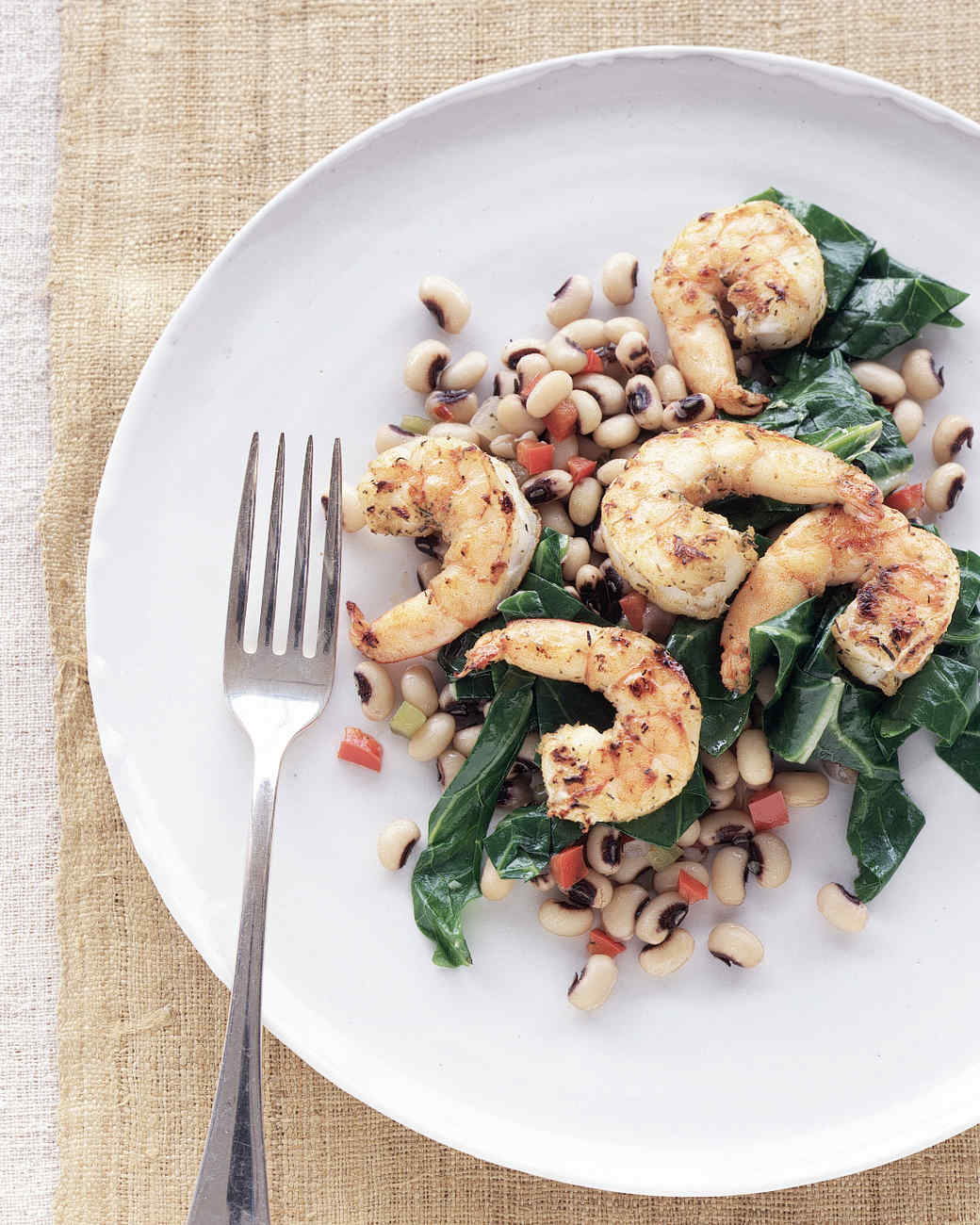 CuminDusted Shrimp with BlackEyed Peas and Collard Greens Recipe