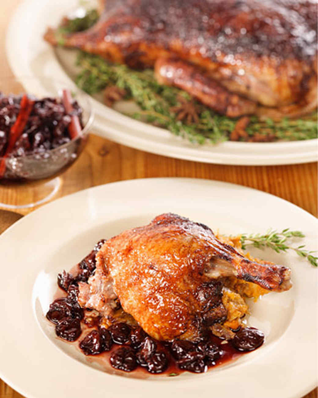 Roast Duck with Cherries Recipe & Video | Martha Stewart