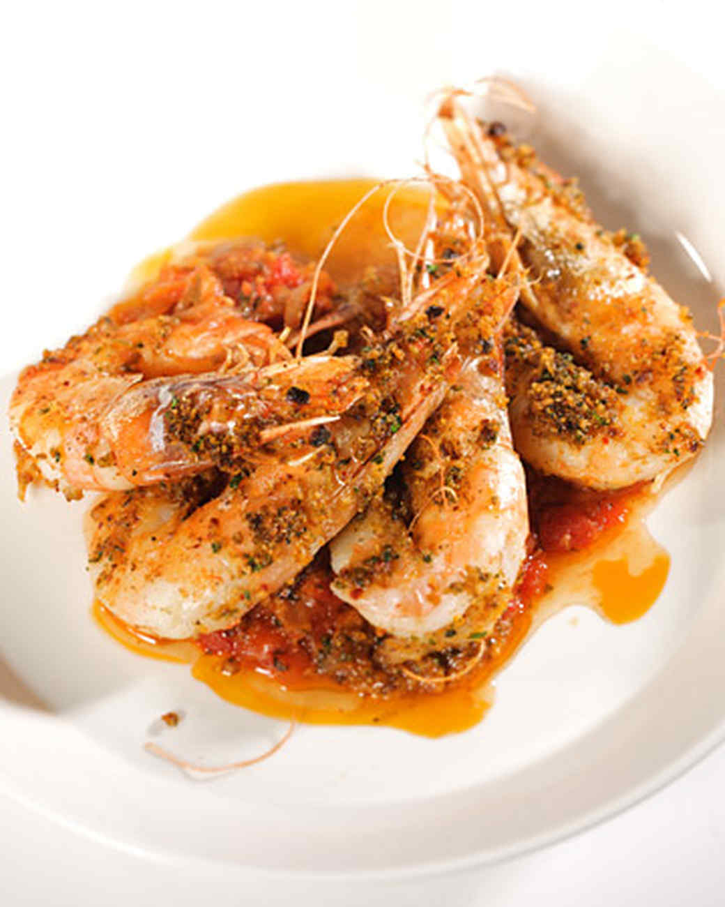 Roasted Jumbo Prawns with Hot Pepper and Spiced Tomato Saltsa Recipe