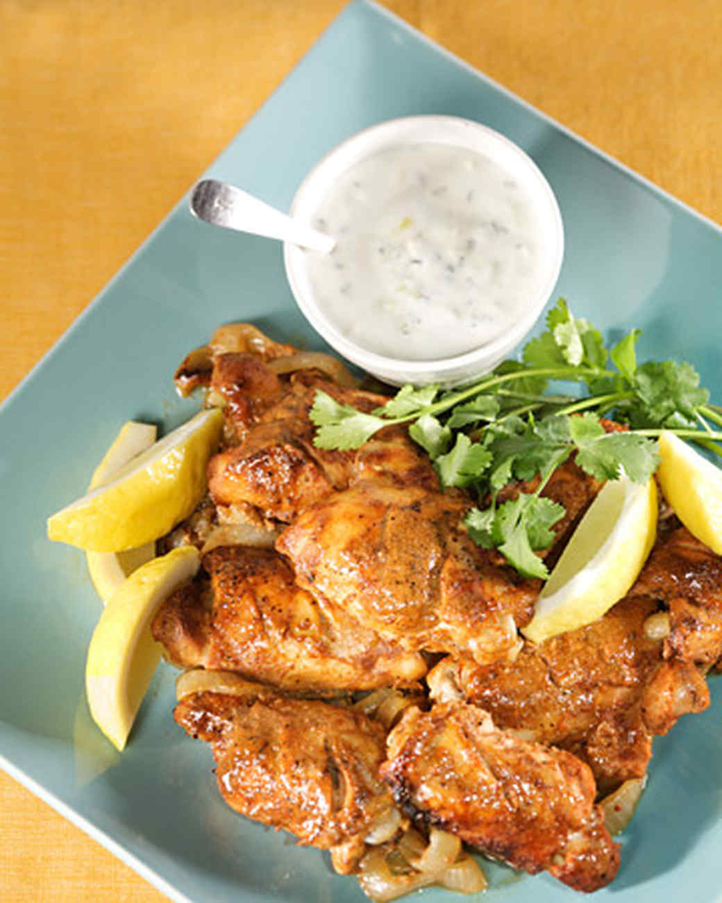 Indian-Spiced Chicken with Raita Recipe | Martha Stewart