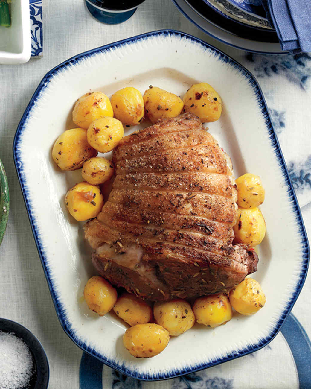 Roasted Marinated Lamb with Lemon and Rosemary Potatoes Recipe | Martha ...