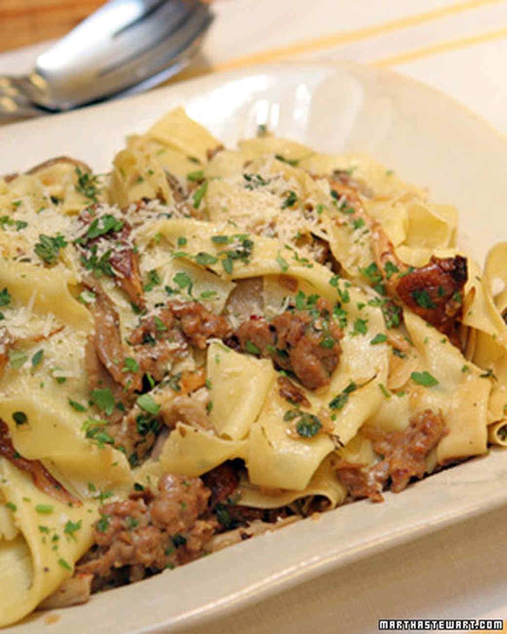 Pappardelle with Spicy Sausage and Mixed Wild Mushrooms Recipe & Video ...