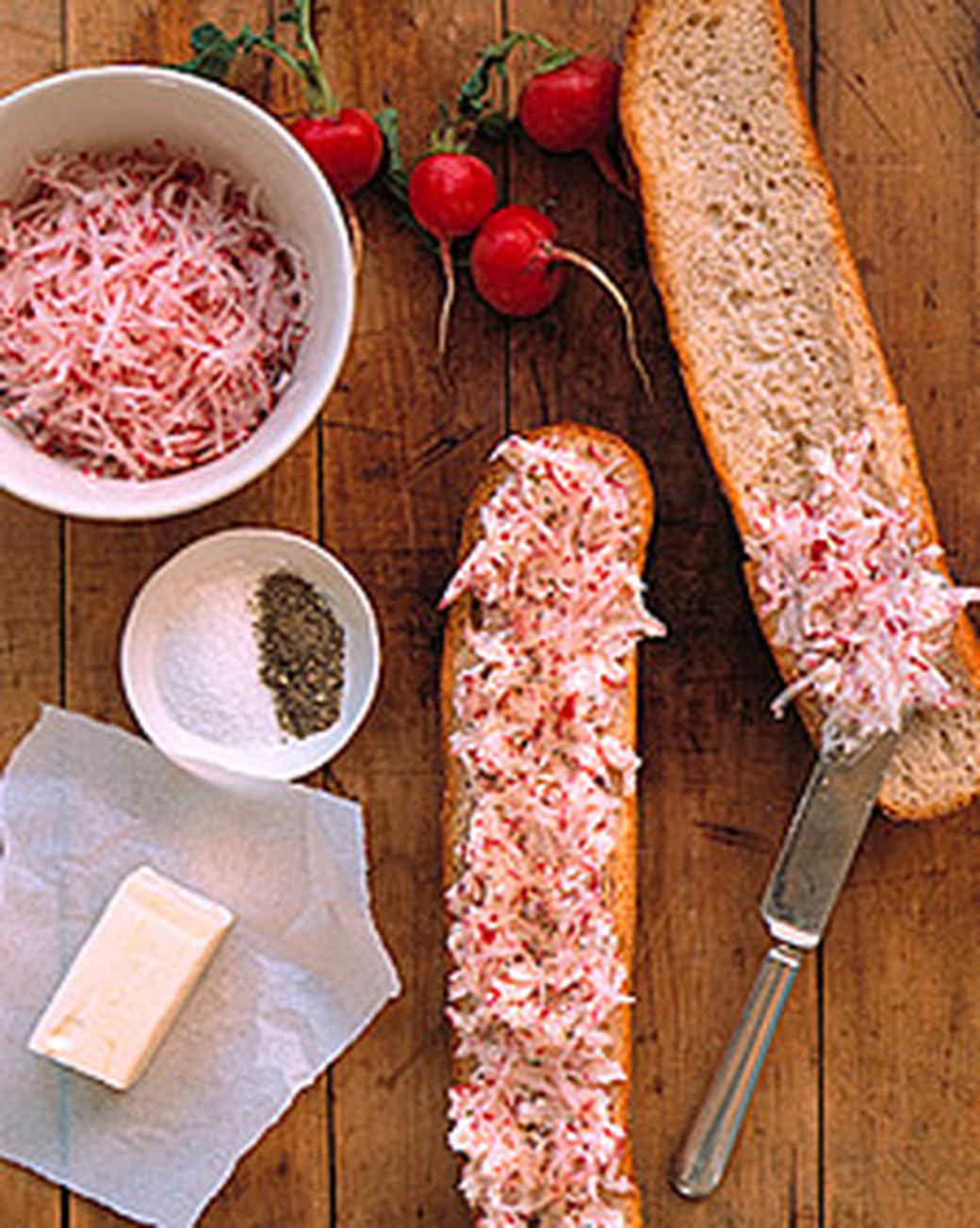 Radish Butter on Toasted Baguette Recipe | Martha Stewart