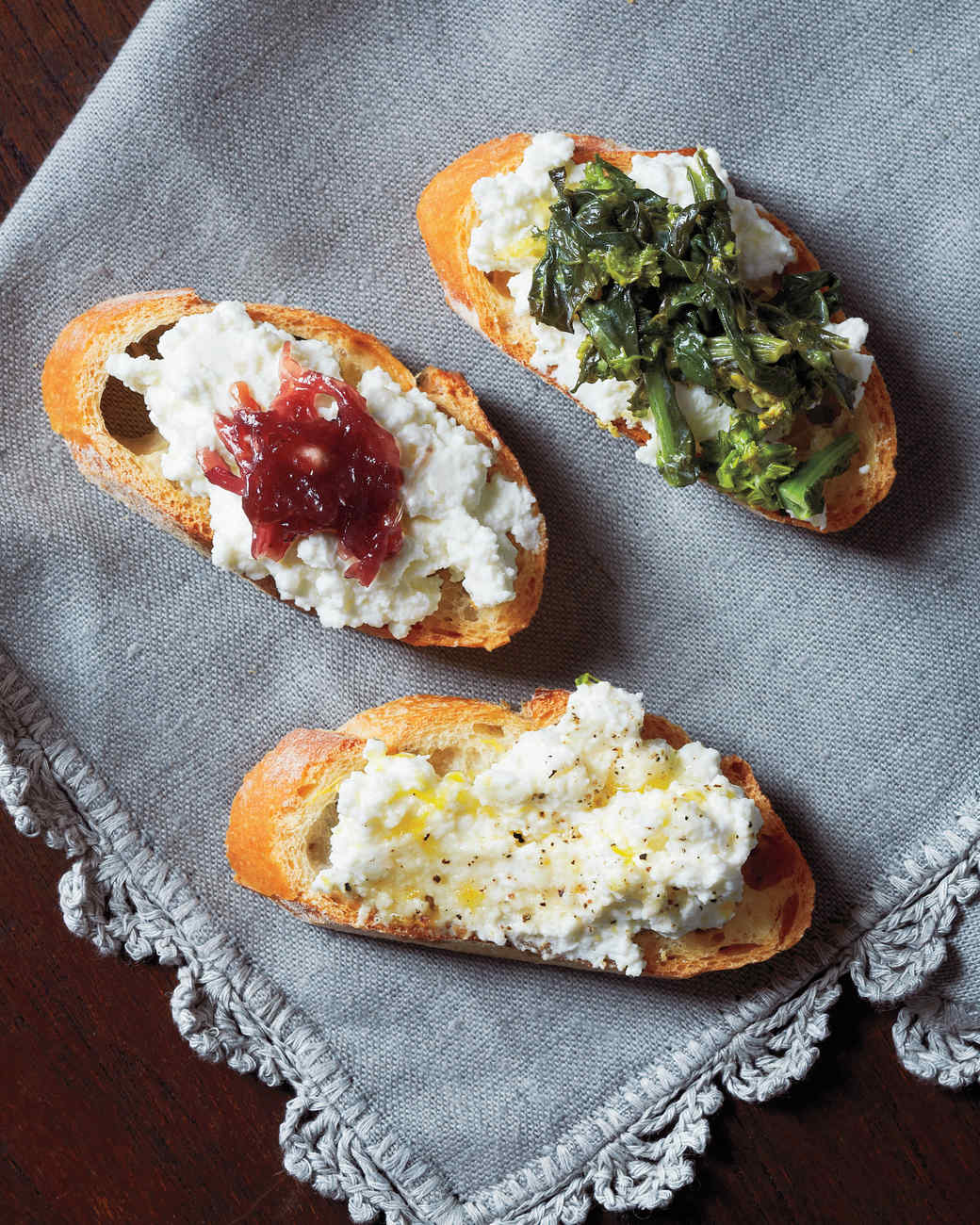 Crostini with Ricotta and RedOnion Jam Recipe Martha Stewart