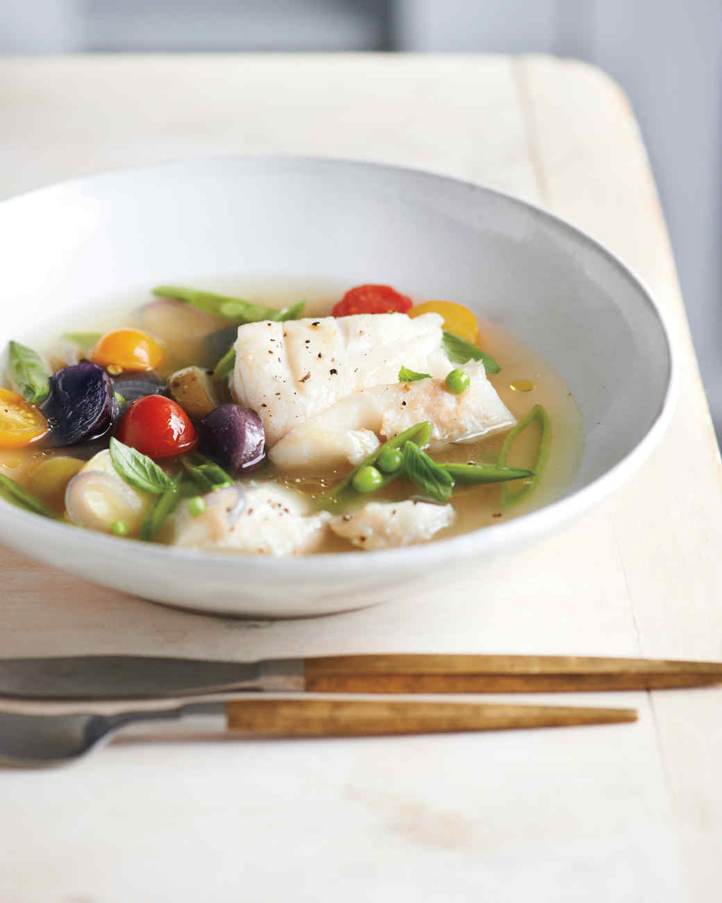 Poached Cod in Tomato Broth Recipe Martha Stewart
