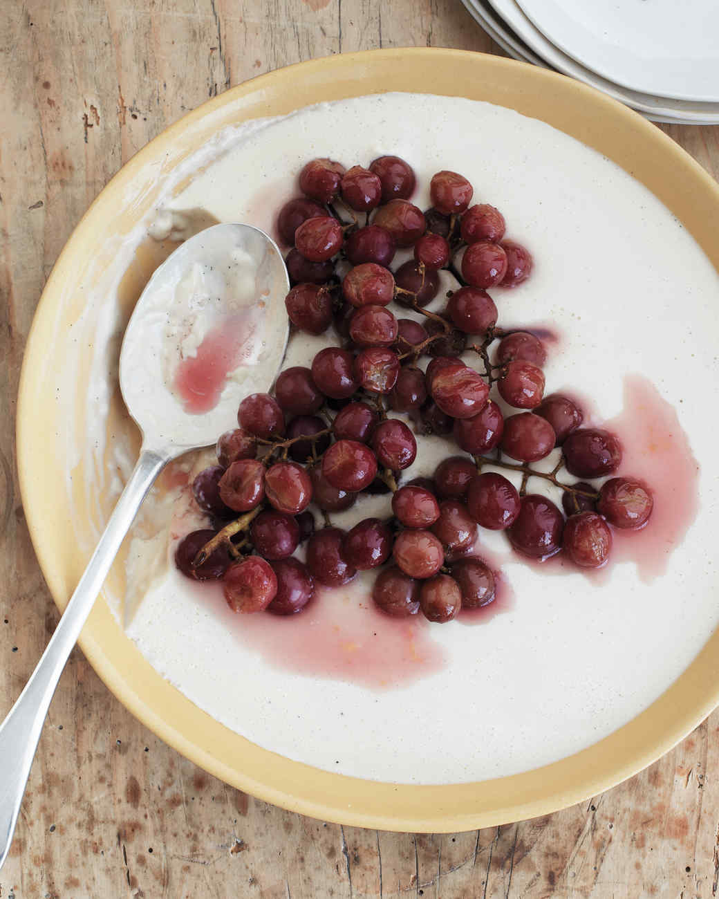 Panna Cotta with Roasted Grapes Recipe Martha Stewart