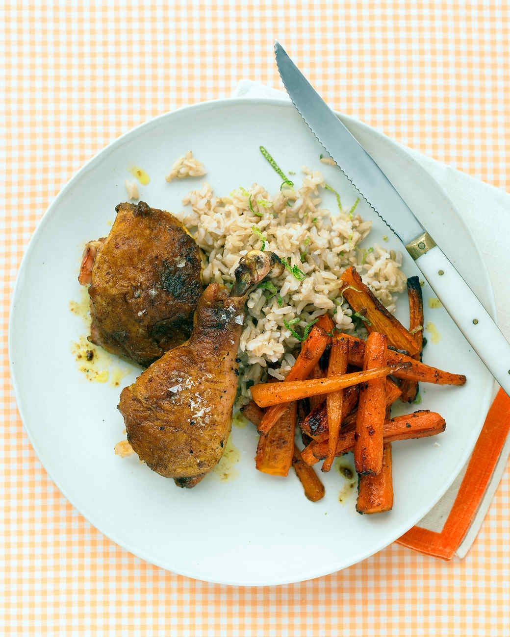 Curried Chicken Legs with Carrots, Rice, and Lime Recipe | Martha Stewart