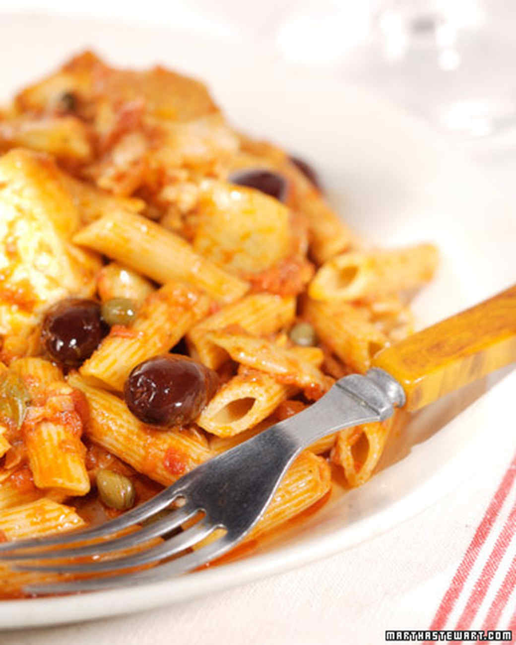 Penne with Tuna Puttanesca Recipe & Video | Martha Stewart