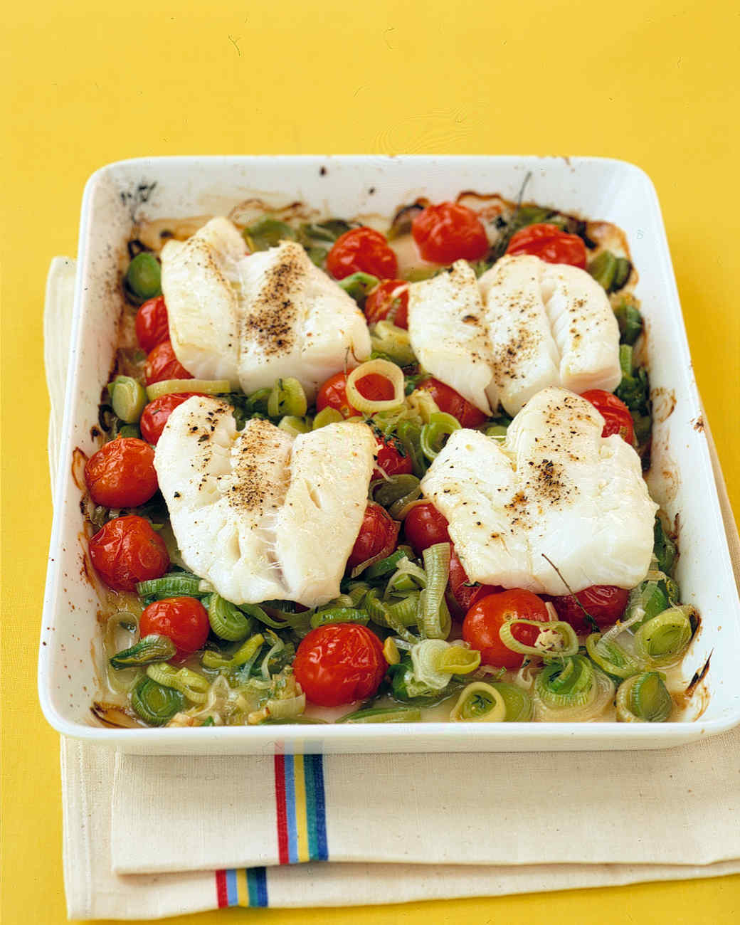 Cod With Leeks and Tomatoes