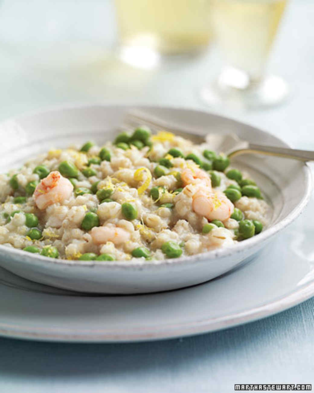 Barley Risotto with Shrimp and Peas Recipe | Martha Stewart