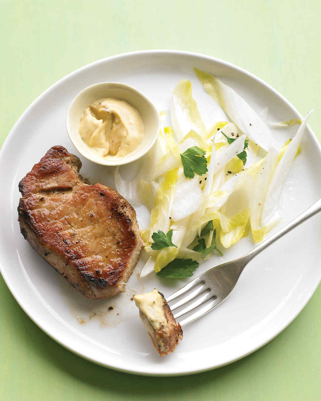 Pork Chops with Endive Salad and Caraway Mustard Recipe Martha Stewart