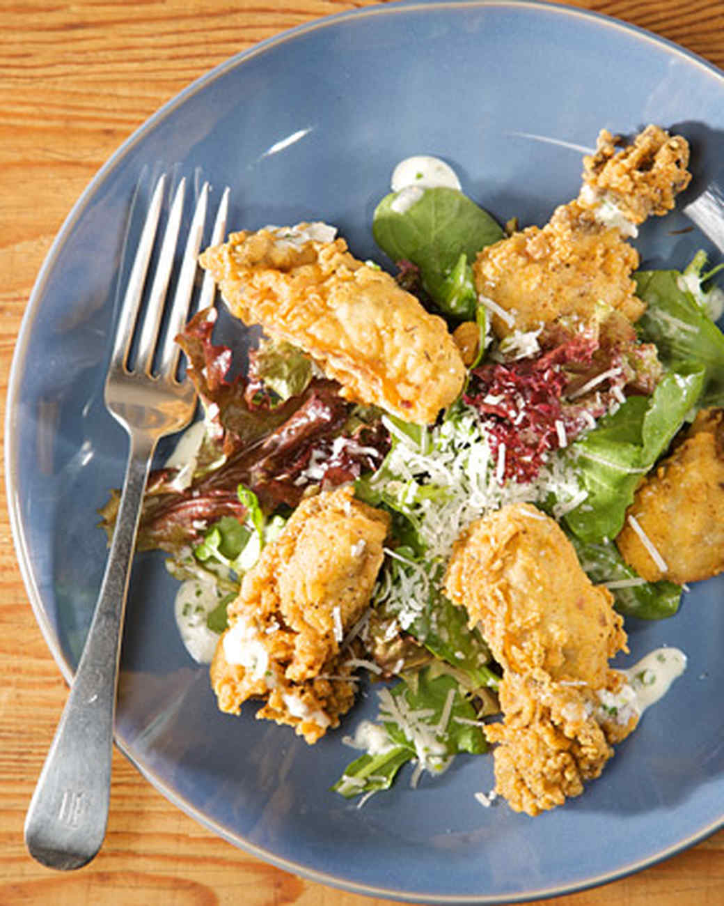 Greens with Fried Oysters and Buttermilk Dressing Recipe & Video