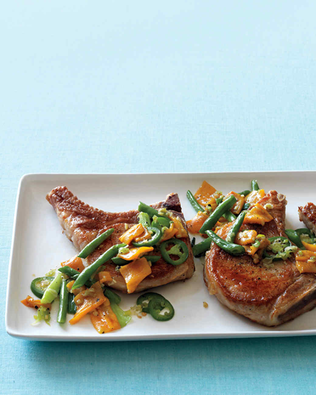 Pork Chops with Peppers and Green Beans Recipe & Video Martha Stewart