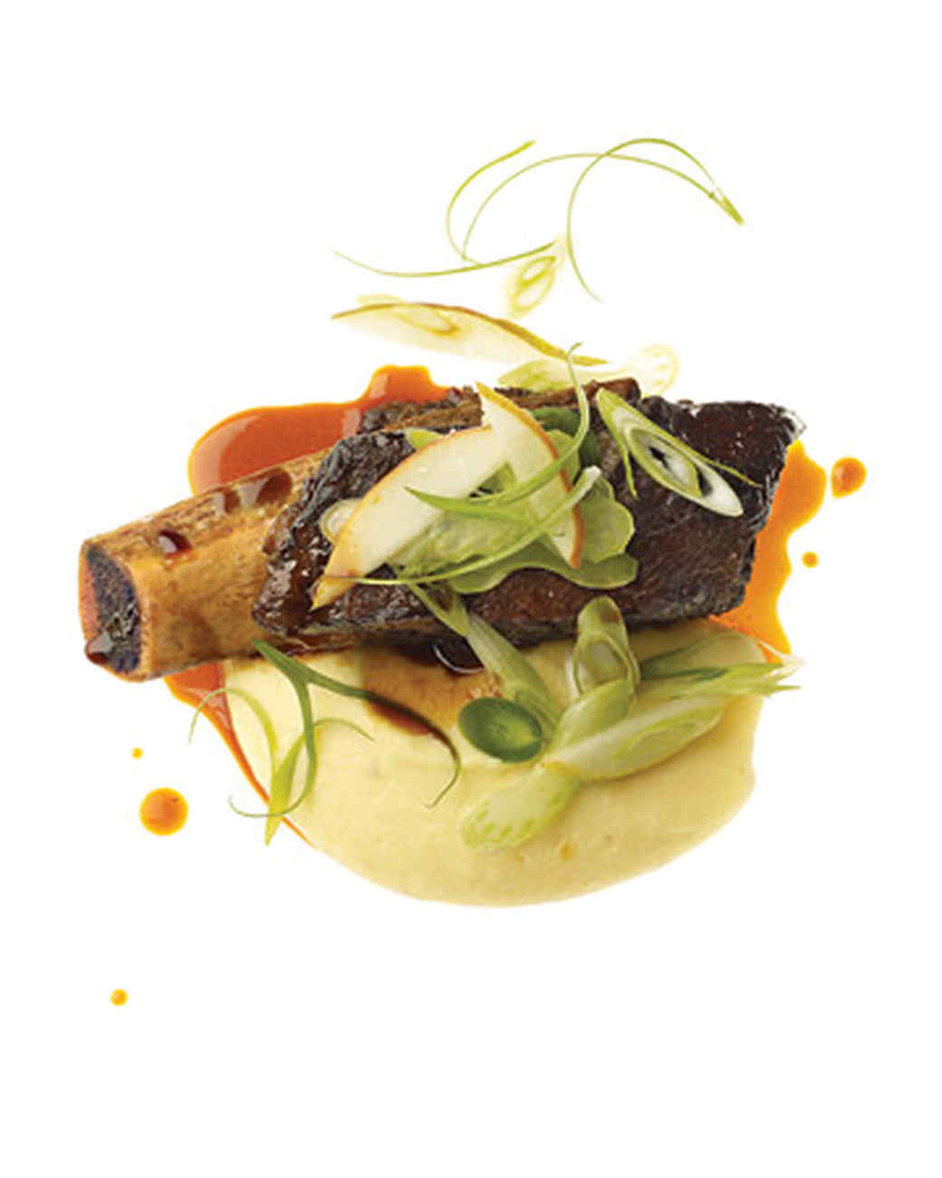 Lacquered Short Ribs with CeleryRoot Puree and CeleryPear Salad