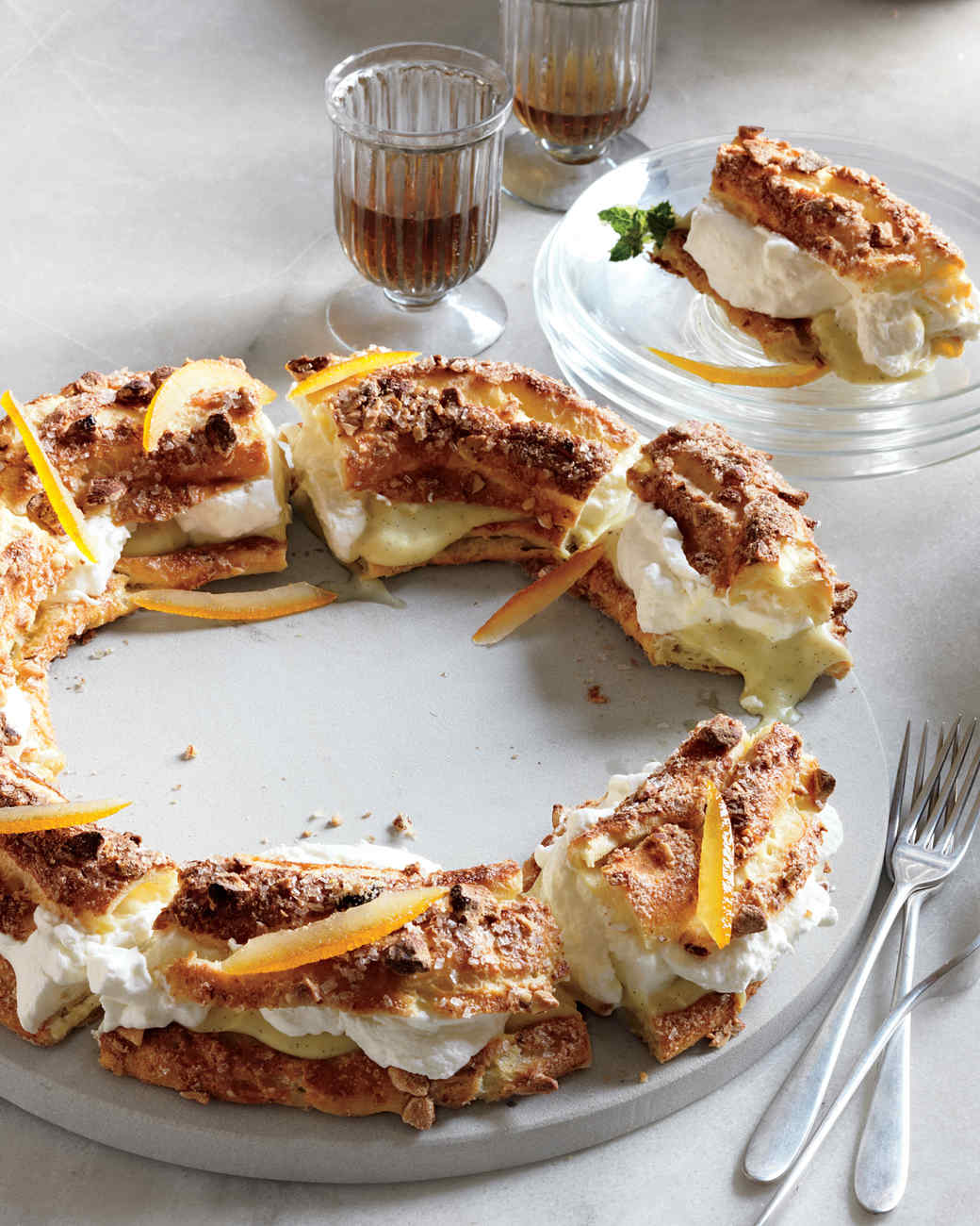 Pastry Wreath with OrangeRum Cream Recipe Martha Stewart