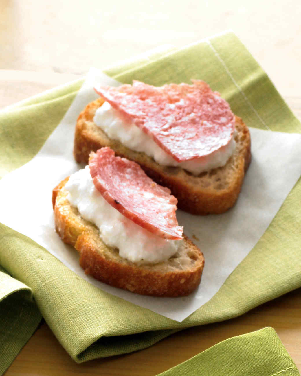 SalamiRicotta Crostini Recipe Martha Stewart