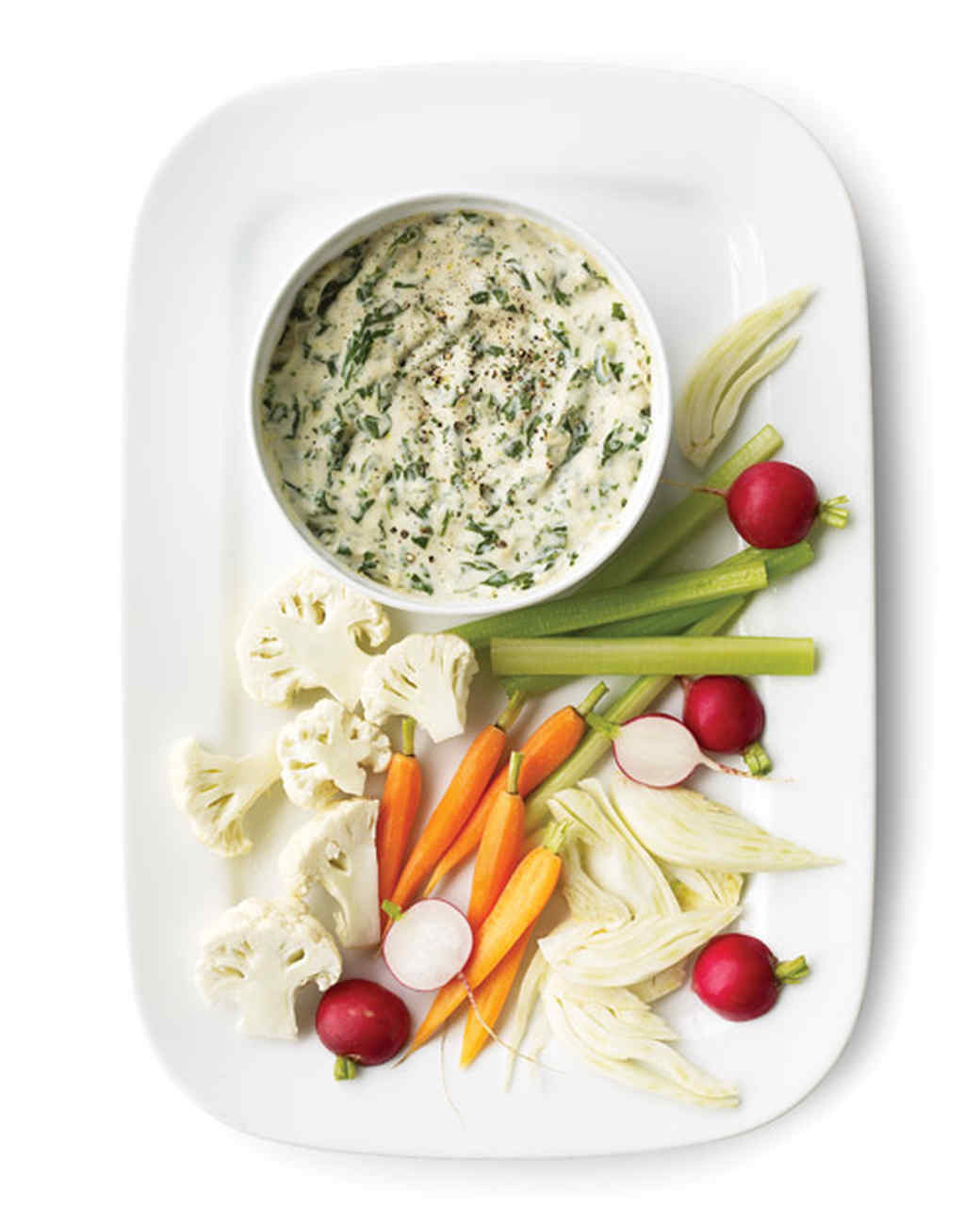 Warm SpinachWhite Bean Dip with Crudites Recipe Martha Stewart