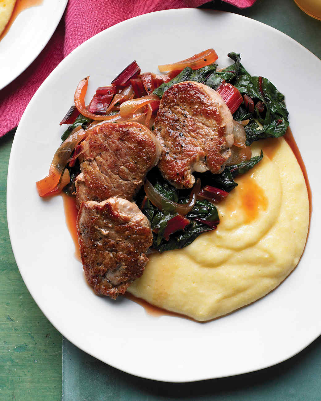 Pork Tenderloin with Swiss Chard and Polenta Recipe | Martha Stewart