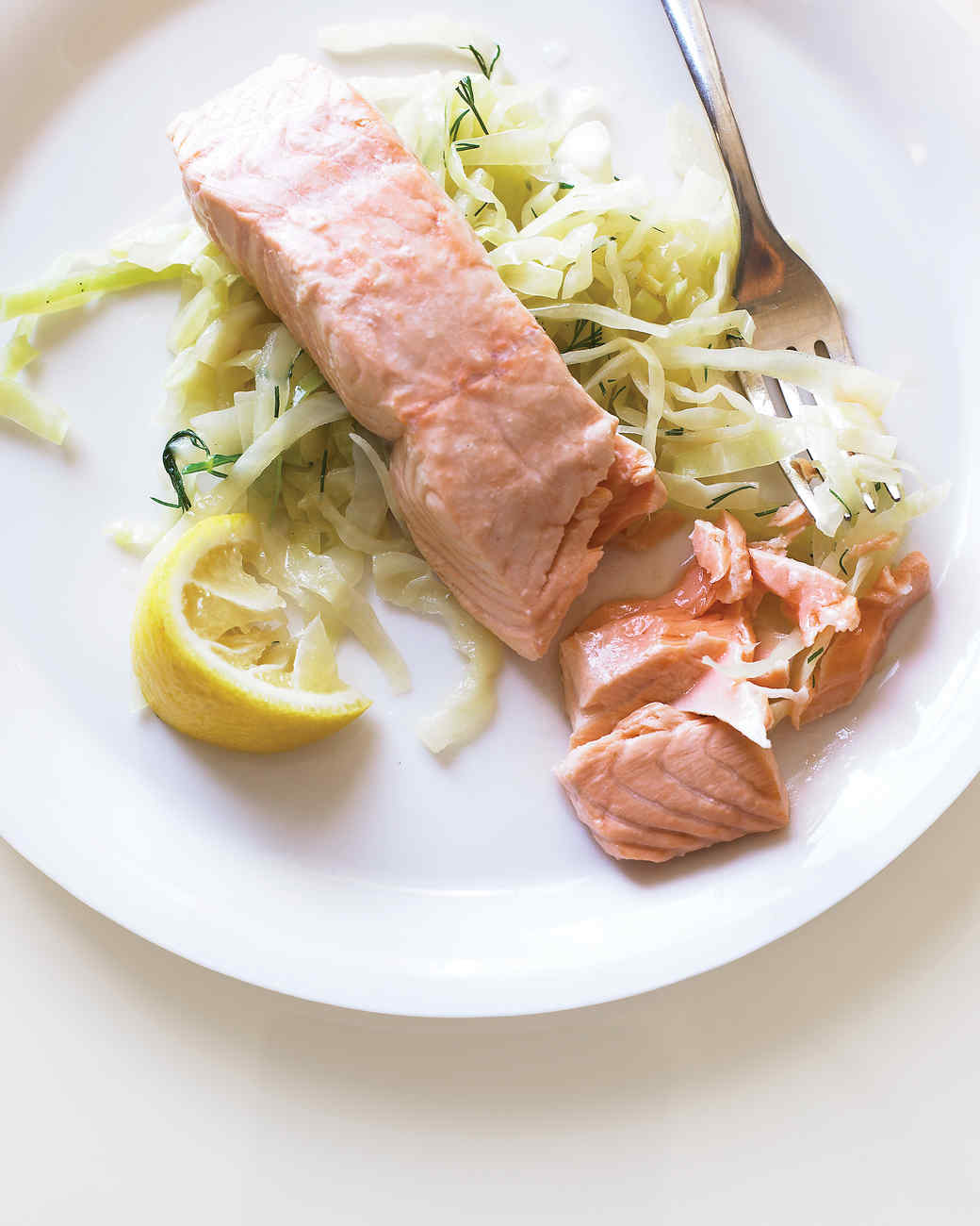 Poached Salmon with Sauteed Cabbage Recipe | Martha Stewart