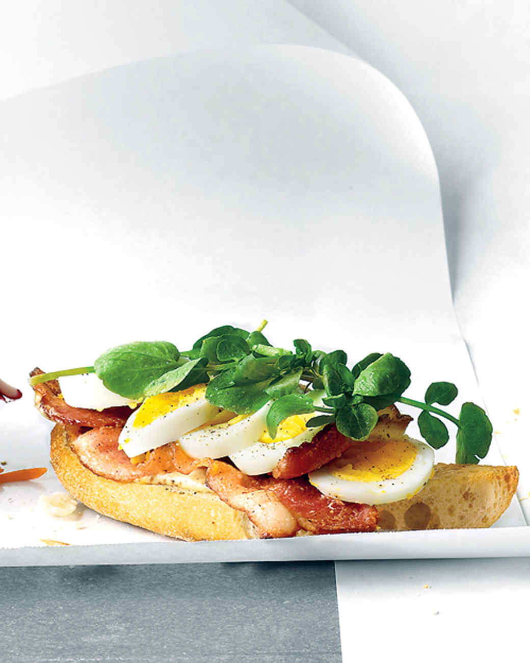 OpenFaced Egg, Bacon, and Watercress Sandwich Recipe Martha Stewart
