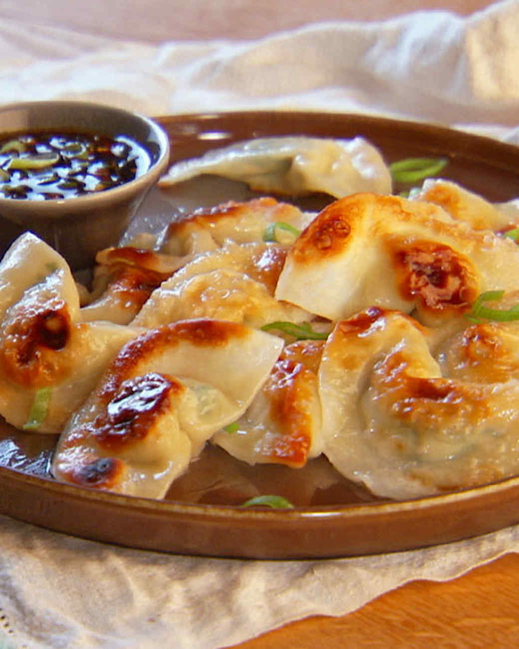 Pot Sticker Dumplings And Soy Vinegar Sauce Recipe And Video Martha Stewart