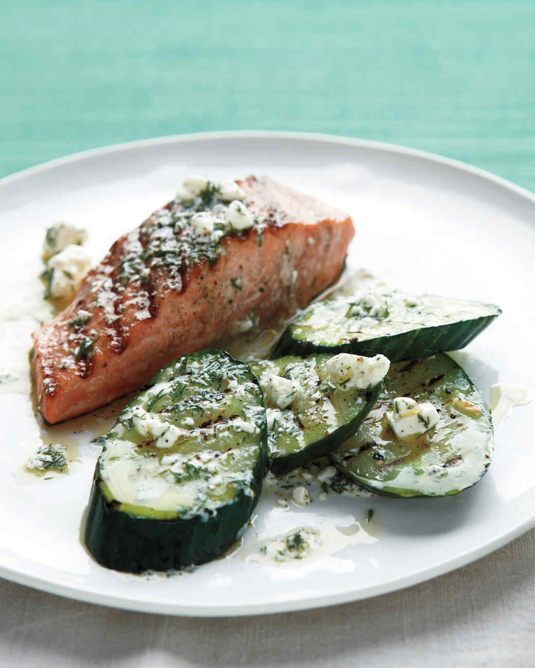 Grilled Salmon and Cucumbers Recipe Martha Stewart
